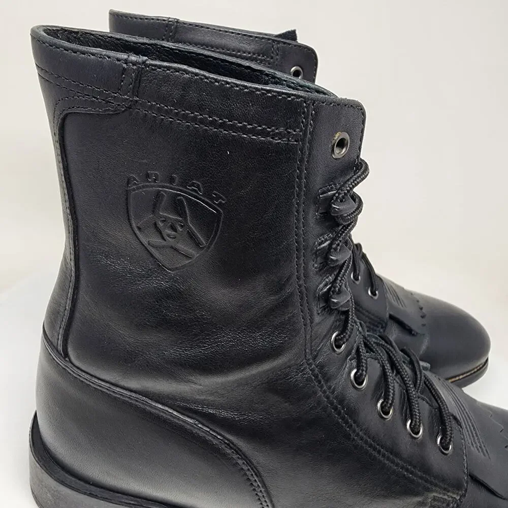Ariat Heritage Western Lacer II Boots Men 11D Black Leather Roper Toe 32501 EUC